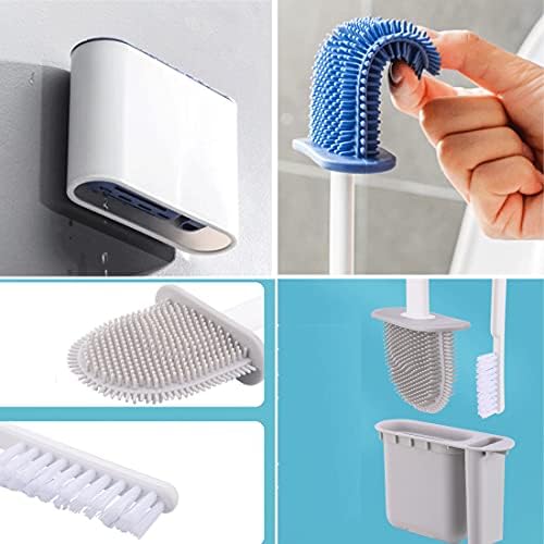 Escova de vaso sanitário gydmeg e suporte, escova dupla combinação de silicone tigela de silicone pincel de cerdas flexíveis