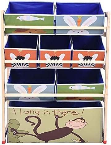 Gayoh Toy Storage Armário de armazenamento de brinquedos de 4 camadas com 8 caixas de tecido removíveis Organizador de contêineres para crianças