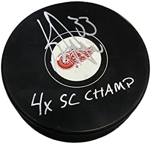 Kris Draper assinou Detroit Red Wings Puck - 4x SC Champs Inscription - Pucks Autografado NHL