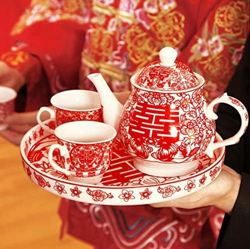 Conjunto de presentes de chá chinês Serviço de porcelana Pote de chá 4 xícaras de bandeja para adultos homens homens