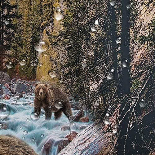 Cortina de chuveiro do urso da floresta de Hajmsu