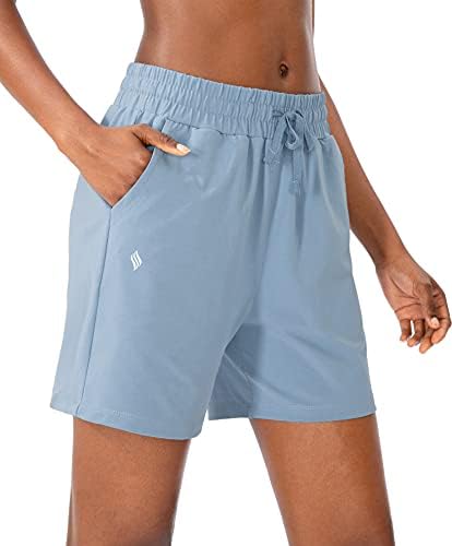 Santiny Women's Cotton Shorts 5 '' Lounge Yoga Shorts Jersey Sweat Bermuda Shorts para mulheres andando atléticas