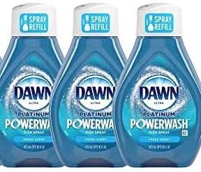 Dawn Platinum Powerwash Spray Spray fresco refil - Multi 3 pacote e recompensa toalhas de papel de tamanho rápido, branco, 8