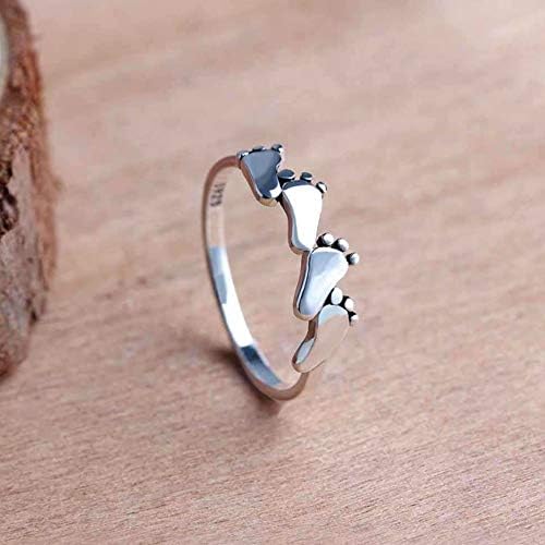 Minijewelry pegada anéis para mulheres fofas de pé de bebê anel para mamãe Sterling Silver Ring For Girls Eternity Band Bandalable