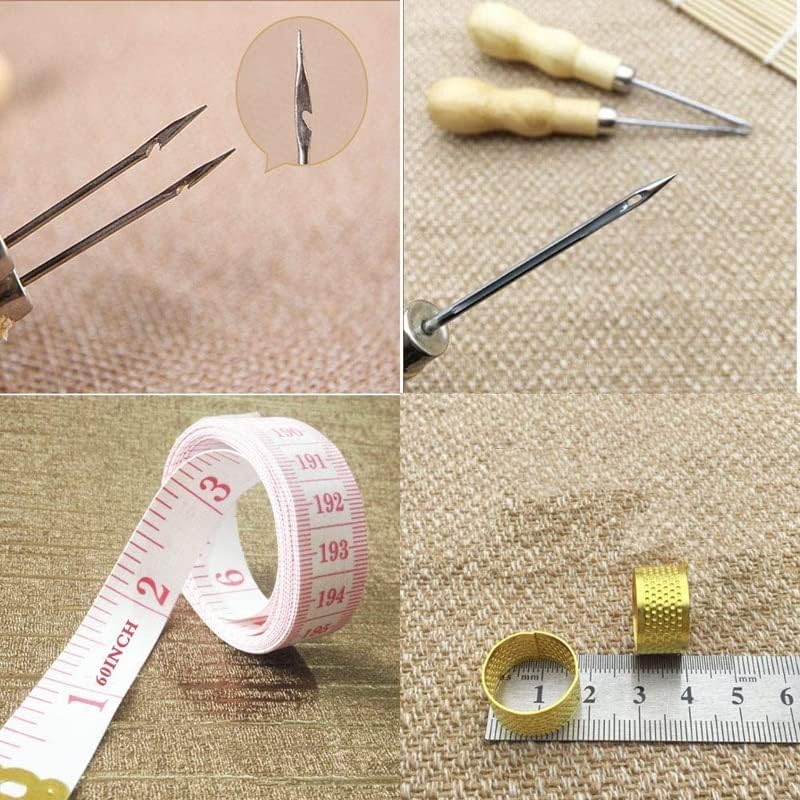 LMDZ 22pcs Kit de reparo de costura em couro com agulhas de costura de fio encerado lixo para o artesanato de couro iniciante,