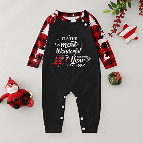 Srtumey Combating Family Pijamas Define PJs de Natal com camiseta preta de manga curta e calças impressas da família combinando