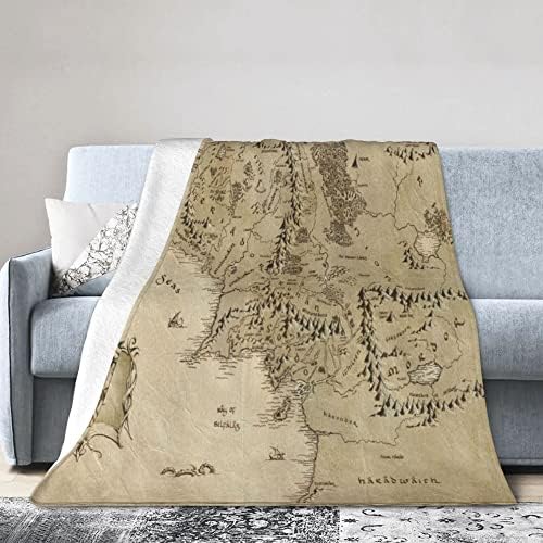 Mapa do mapa retrô do meio arremesso de cobertor Ultra Soft Velvet Clanta de cama leve manta Quilt Decoração de casa durável