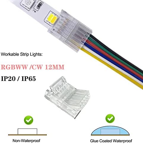 Enqimaoyi 6pin O kit de tira de luz de luz LED inclui 5x LED tira para conector de arame, 5x LED tira do conector da tira, conector