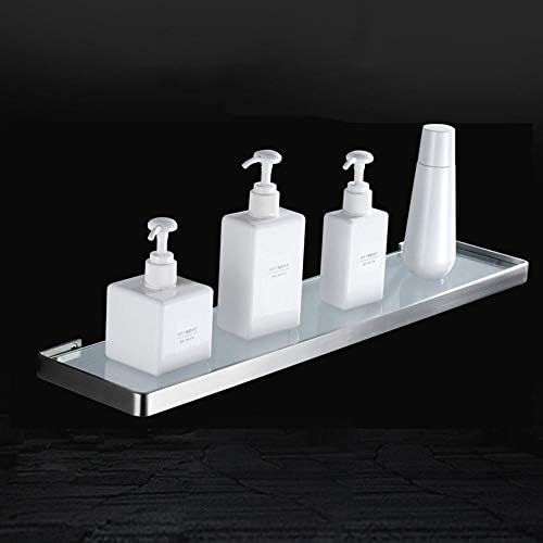 Prateleira de vidro prateleira de banheiro, 304 aço inoxidável escovado prateleira de vidro rack de cosméticos montados na