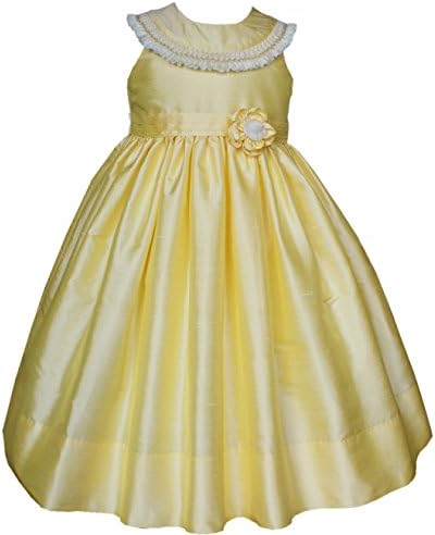 Vestido de flor de flor de mão Smocked amarelo seda dupioni vestido de concurso Princesa