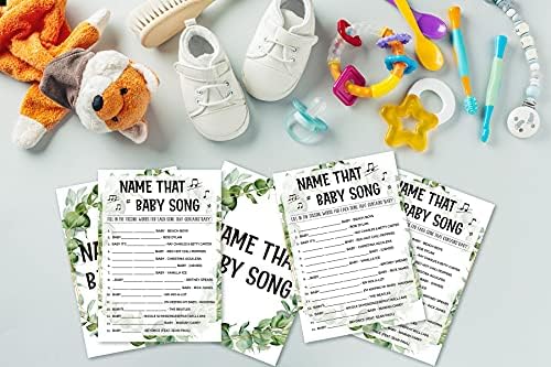 Cartões de jogo para chá de bebê, jogo de música para bebês, cartas de festa temáticas da selva tropical para meninos