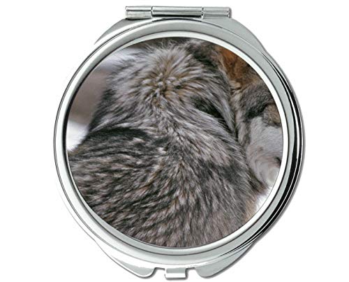 Espelho, espelho redondo, espelho de bolso tático de lobo animal, ampliação de 1 x 2x