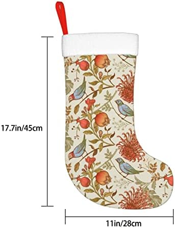 Aunstern Christmas Stockings Birds Shore Floral Pattern Faredas de dupla face pendurado meias