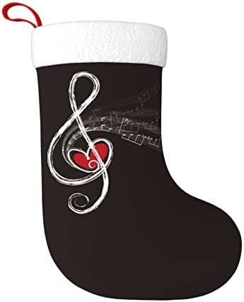 Waymay Treble Love and Music Notes Stocking Christmas 18 polegadas de Natal Holding Sock Classic Holiday Decoration meias
