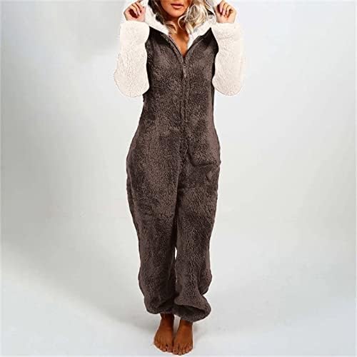 Inverno quente lã de lã de macacão feminino pijama pijamas foodos de pijama com capuz com capuz