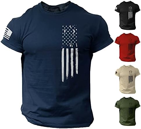 Camiseta patriótica masculina vintage American Flag American Graphic Tees T-shirt de manga curta