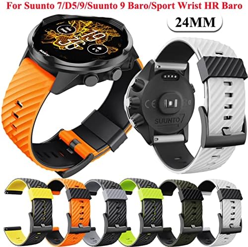 WTUKMO 24mm para Suunto 7/Suunto D5 Substituição de pulseira Silicone Sports Smart Watch Straps para Suunto 9 Baro/Sport Wrist HR Baro Watchband