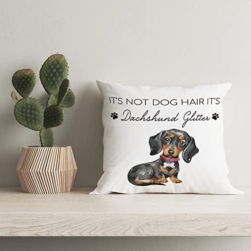 Hiwx não é cabelo para cachorro é dachshund ninhada de travesseiro decorativo tampa de travesseiro, citação engraçada de cachorro dachshund