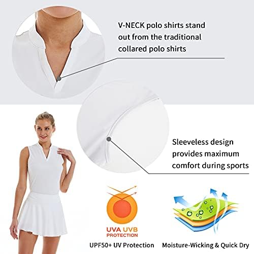 LASTFOR1 Feminino de golfe feminino camisas pólo mangas UPF mais de 50 vosos de pescoço atléticos tampas esportivas ao ar livre