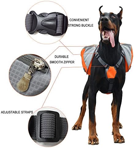 Lifeunion Serviço Ajuste para cães Backpack Back Saddle Bag para treinamento de caminhada de acampamento