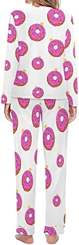 Pijama feminino do Donut Set Duas peças Lounge Wear Sleepwear Conjunto de roupas e calça