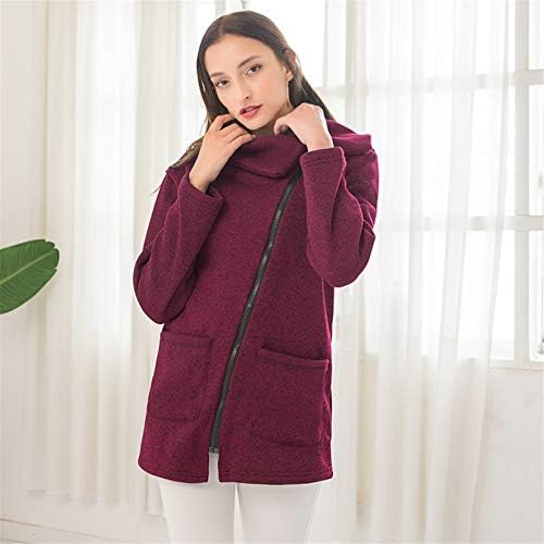 Andongnywell Sweater Fleece Full Side Zip Soft Classic Fit Fit de comprimento de lapela de lapela de comprimento de lapela