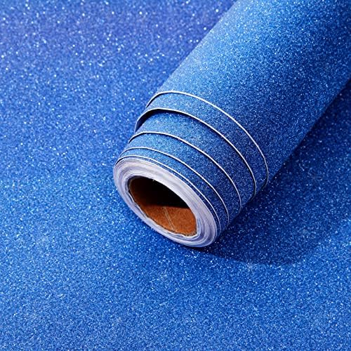 Rolo de papel de contato com brilho azul para artesanato de bricolage, descasque e stick decalque para scrapbooking