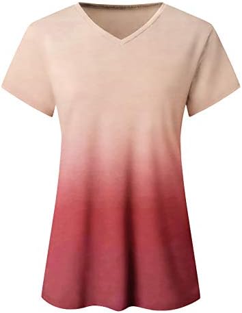 Camiseta casual de verão feminina V Camiseta de manga curta Camiseta de manga curta Tops de blusa de ajuste solto 2023 camisas