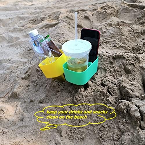 Luuzuu Beach Cup Porta com montanhas -russas de areia de Pocket Beach Drink Copo para viajar Multicolor 2 Pack Color amarelo/verde