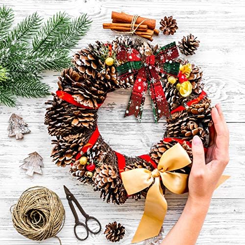 Willbond Buffalo Plaid Bow Christmas Bows, 4,72 x 4,72 polegadas, Christmas Wreath Snowflake Bows para árvore de Natal,