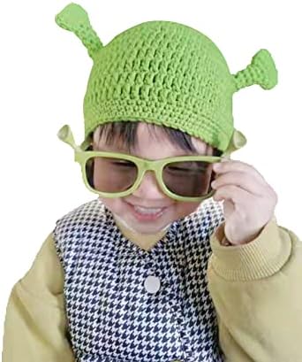 Union Power Full Head Green Hat, Shrek Hats com orelhas fofas, chapéu de malha com máscara, suporte engraçado de cosplay