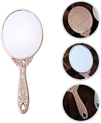 Eyhlkm Gold Rose esculpido Retro Handle espelho Portátil espelho Mulher espelho de maquiagem