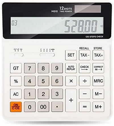 Calculadora do MJWDP Verifique o correto 120 Passos Branco Branco de 12 dígitos Dual Power Business Office Finance Desktop