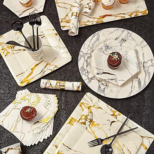 As bandejas de mármore elegantes que servem, pratos descartáveis ​​para a festa, 16 x 7, bandejas de cartolina pesada,