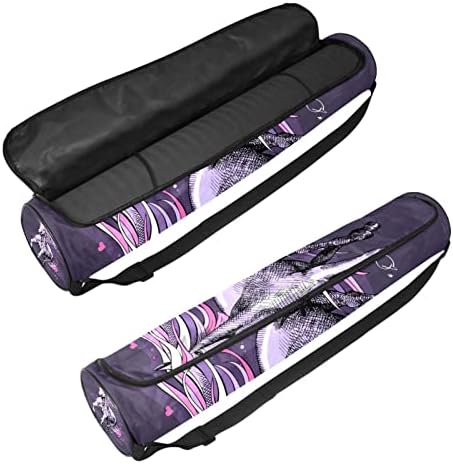 Ratgdn Yoga Mat Bag, Magical Violet Unicorn Exercício ioga transportadora de tapete de ioga Full-zip