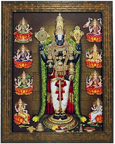 Indianara Tirupati Balaji Ashtalaxmi Pintura -Madeira Síntética, 27x30.5x1cm, multicolor