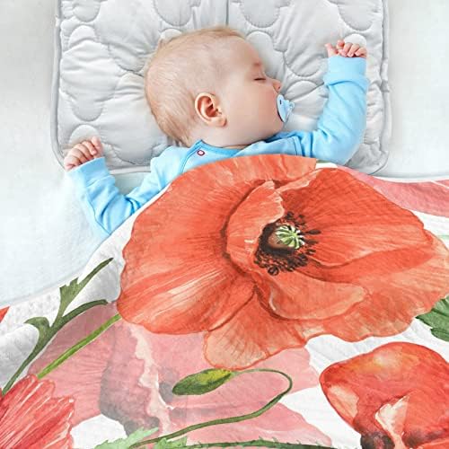 Cobertor cobertor de panos vermelhos cobertor de algodão para bebês, manta de recebimento, cobertor leve e macio para berço,