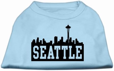 Seattle Skyline Screen Print Shirt Baby Blue LG