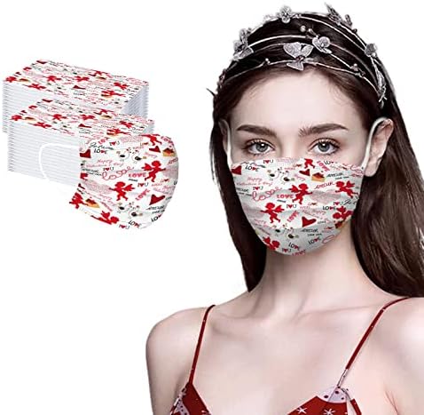 50/100pcs Tema dos namorados Disposable_face_masks para adultos, cobertura de proteção facial, filtração confortável e