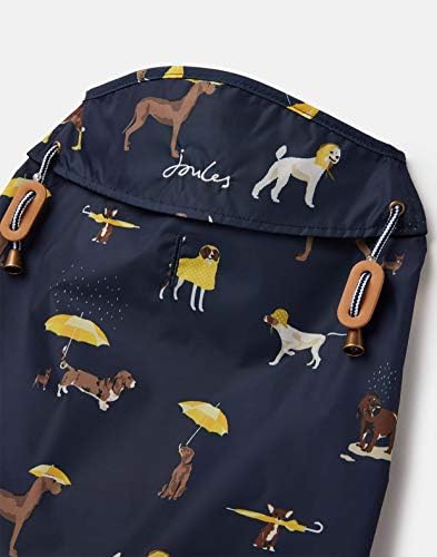 Joules de pau -rosa chuva na capa de chuva estampa de cachorro, casaco de cachorro resistente à água, azul marinho, médio