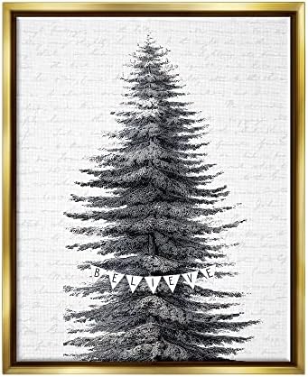 Stuell Industries Snow coberta a árvore de natal acreditar em design de palavras de férias, design por letras e fornas