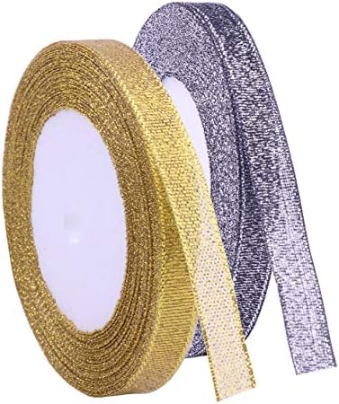 Yaka 3/4 polegadas 50 jardas brilho de fita fita de organza para decoração de festa de arco artesanal embalando fitas 2 rolos)