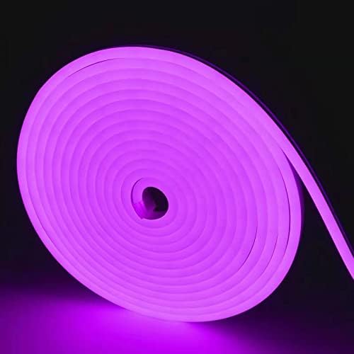 Meijiajia liderou luzes de tira de neon, roxo de 12V/16,4 pés, difusor flexível, silício à prova d'água dobrável e dobrável,