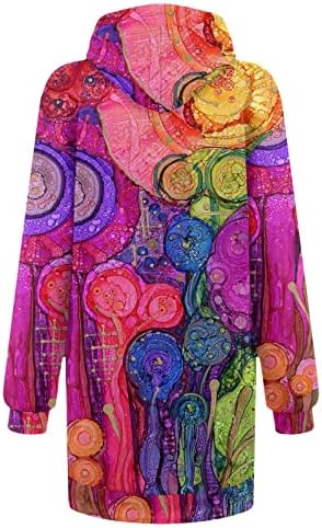 Saxigol Women Capuzes pulôver, moletons com capuz compridos com capuz de inverno roupas casuais capuz colorido com bolso