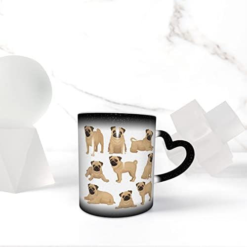 PUG Puppy Mudança de cor MUG Mudança de cor Cerâmica Canecas sensíveis à descoloração Copa de água Copo de café Magic