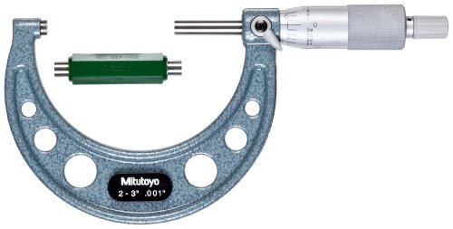 Mitutoyo 103-179 Micômetro externo, acabamento de enquadramento assado, parada de catraca, alcance de 2-3 , graduação de