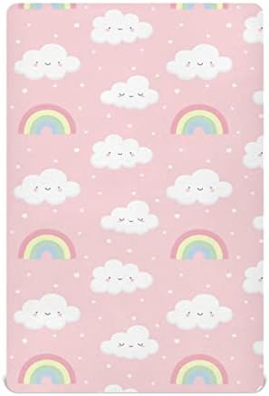 Umiriko Cloud Rainbow Pack n Play Baby Play Playard Sheets, Mini Crib Sheet For Boys Girls Player Matteress Cover 20204125
