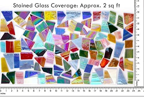Litmind 2,2lb de vitral iridescente folhas de vidro - azulejos de mosaico irregular e peças de vidro quebrado para artesanato,