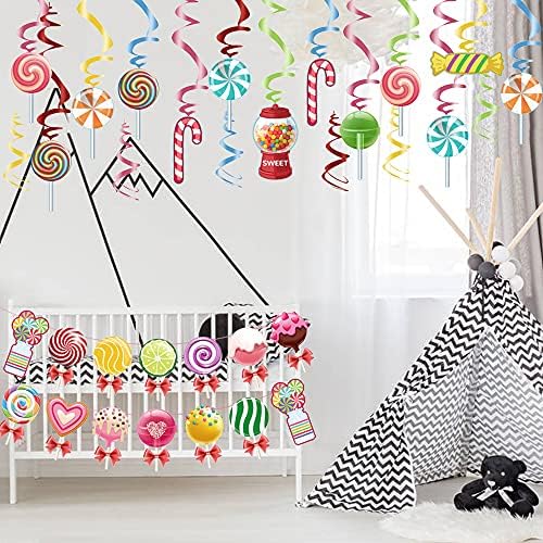 Conjunto de decorações de partidas de terra de doces uomnicue, banner colorida de candyland e festa temática de doces