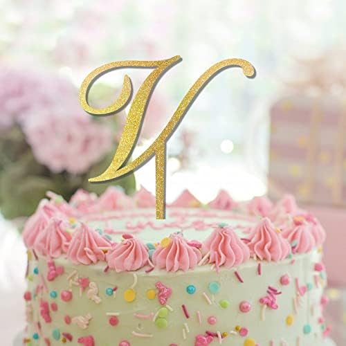 O ouro inicial do capota de bolo de bolo de bolo de ouro personalizou qualquer inicial para decorações de festas de